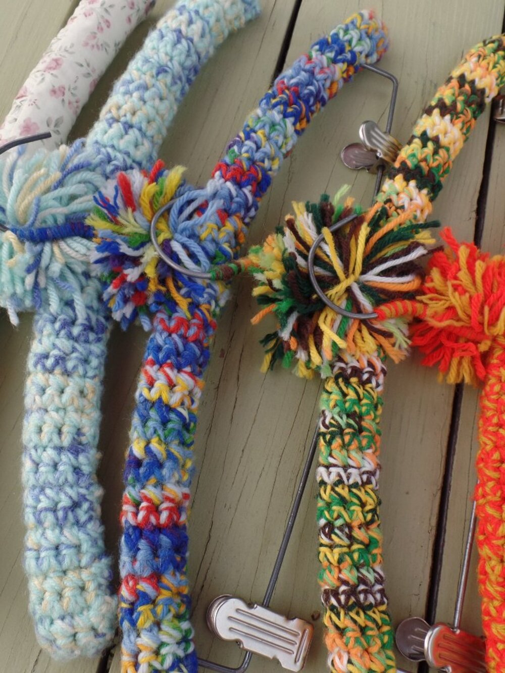 Vintage Hand Crocheted Hangers SET of 5 VARIES - Picture 3 of 4